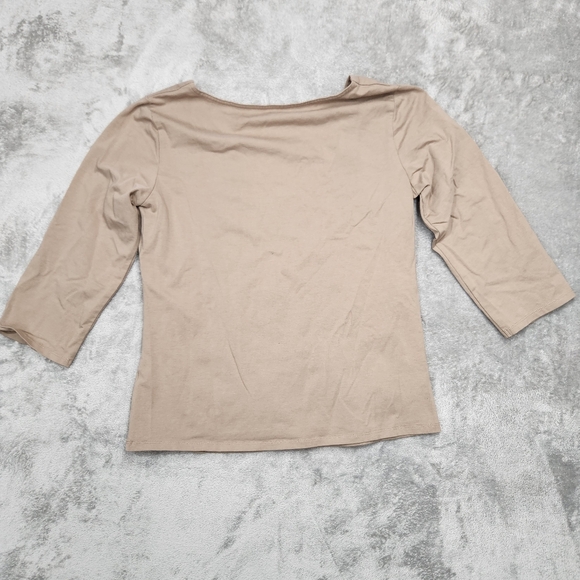 J Jill Womens Supersoft Square Neck Tee Sz Med Cream Stretch Cotton Top Shirt - Picture 6 of 6